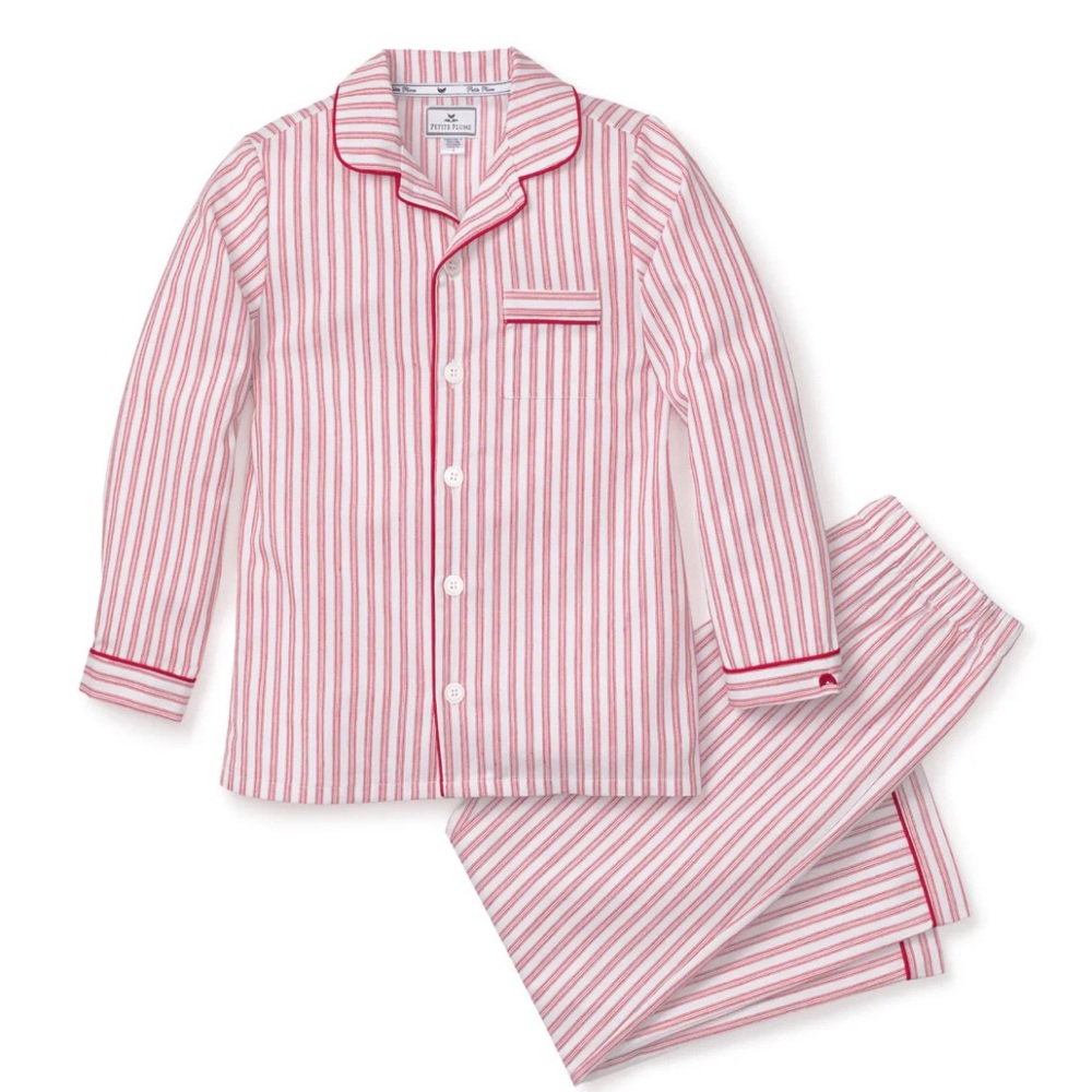 Boys Petite Plume Red and White Striped Pajama Set